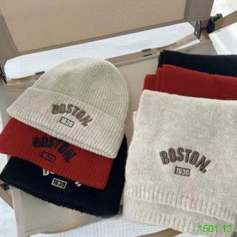 26HA1501.13 - SET KHĂN VÀ MŨ LEN BOSTON CHO BÉ