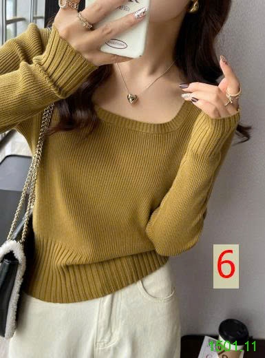 26HA1501.11 - ÁO LEN DỆT KIM CỔ VUÔNG NỮ