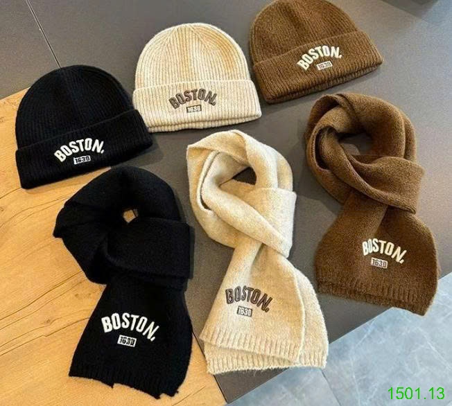 26HA1501.13 - SET KHĂN VÀ MŨ LEN BOSTON CHO BÉ