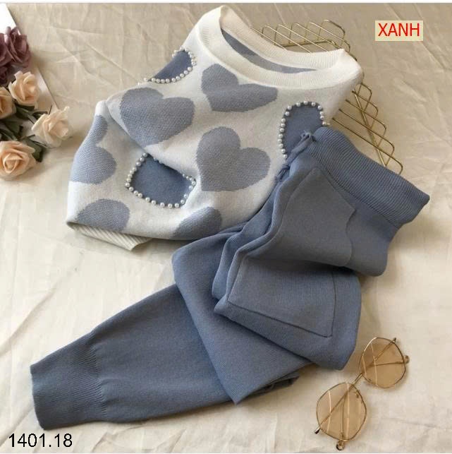 26HA1401.18 - BỘ LEN DỆT KIM ÁO NGẮN