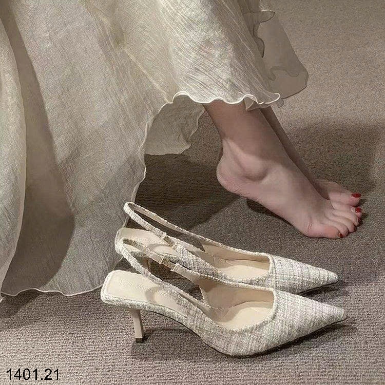 26HA1401.21 - GIÀY SANDAL CAO GÓT KIỂU CHANEL