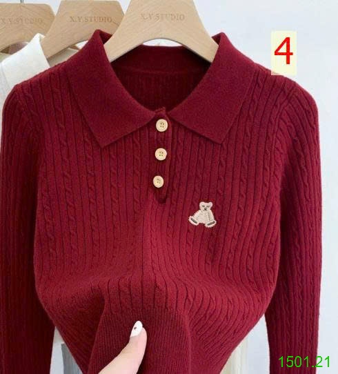 26HA1501.21 - ÁO LEN THÊU GẤU CỔ ĐỨC NỮ