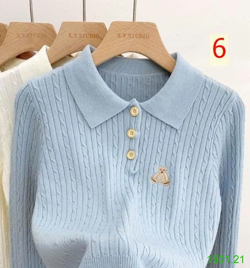 26HA1501.21 - ÁO LEN THÊU GẤU CỔ ĐỨC NỮ