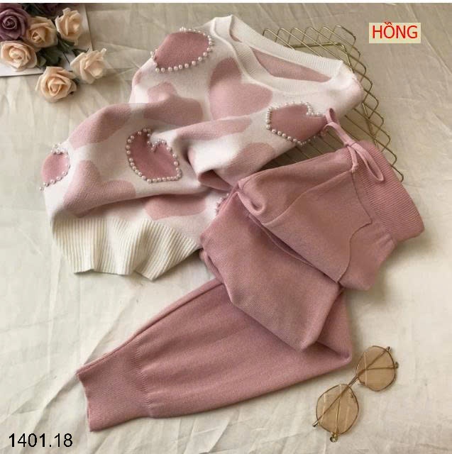 26HA1401.18 - BỘ LEN DỆT KIM ÁO NGẮN