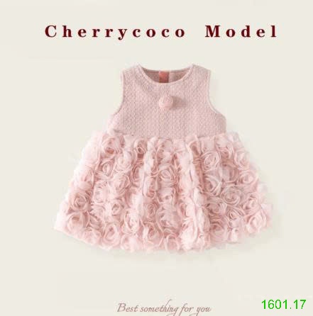 26HA1601.17 - SET 3 CHI TIẾT VÁY CHERRY COCO CAO CẤP BÉ GÁI
