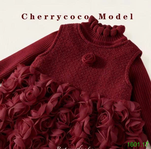 26HA1601.17 - SET 3 CHI TIẾT VÁY CHERRY COCO CAO CẤP BÉ GÁI