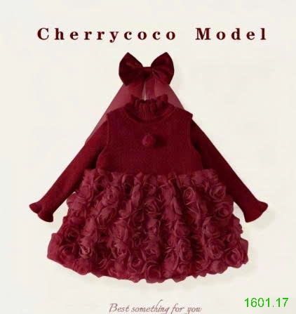 26HA1601.17 - SET 3 CHI TIẾT VÁY CHERRY COCO CAO CẤP BÉ GÁI