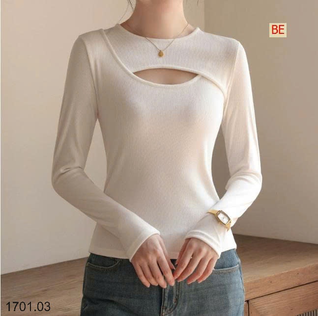 26HA1701.03 - ÁO NỮ CỔ TRÒN KHOÉT NGỰC