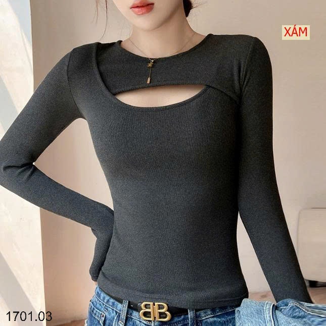26HA1701.03 - ÁO NỮ CỔ TRÒN KHOÉT NGỰC