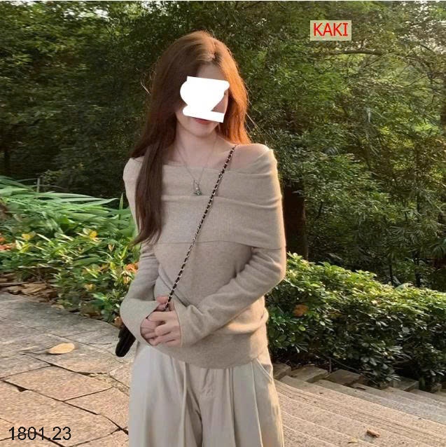 26HA1801.23 - ÁO LEN TRỄ VAI CHO NỮ