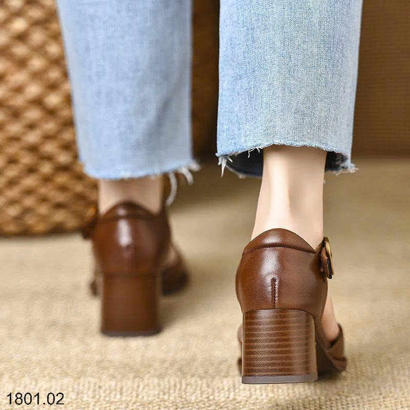 26HA1801.02 - GIÀY SANDAL GÓT VUÔNG CHO NỮ