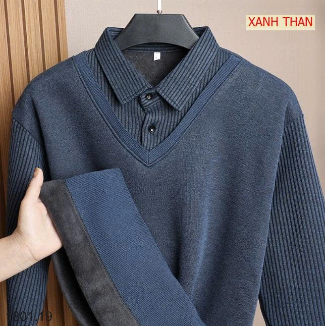 26HA1801.19 - ÁO LEN CỔ SƠ MI LÓT LÔNG ẤM CHO NAM