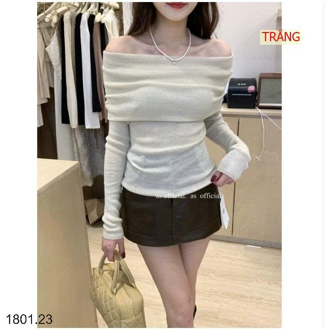 26HA1801.23 - ÁO LEN TRỄ VAI CHO NỮ