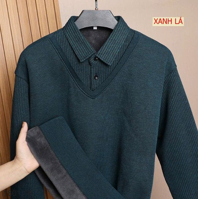 26HA1801.19 - ÁO LEN CỔ SƠ MI LÓT LÔNG ẤM CHO NAM