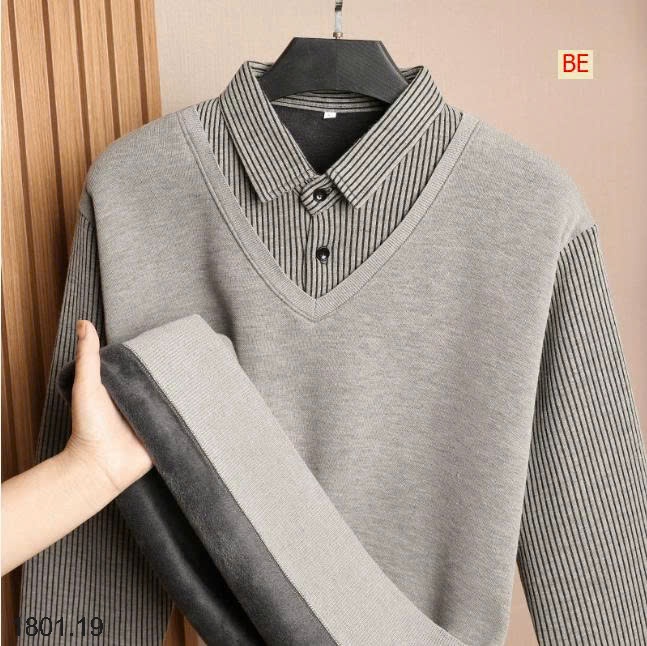 26HA1801.19 - ÁO LEN CỔ SƠ MI LÓT LÔNG ẤM CHO NAM