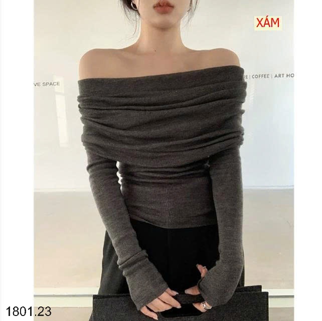 26HA1801.23 - ÁO LEN TRỄ VAI CHO NỮ