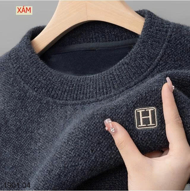 26HA1901.04 - ÁO LEN NAM CỔ TRÒN CHỮ H LÓT LÔNG