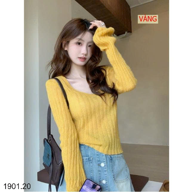 26HA1901.20 - ÁO LEN MỎNG NGẮN CHO NỮ