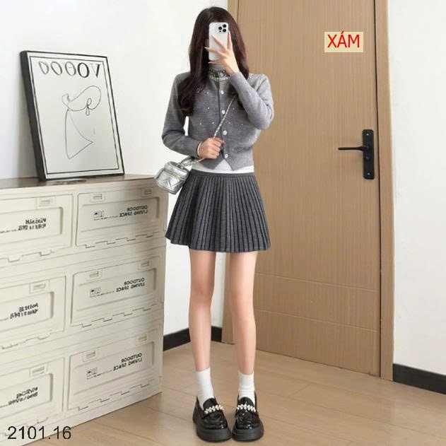 26HA2101.16 - CHÂN VÁY LEN XẾP LY CẠP CAO