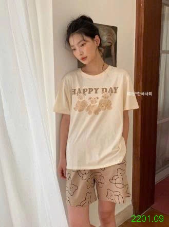 26HA2201.09 - BỘ COTTON HÌNH GẤU HAPPY DAY XUẤT HÀN