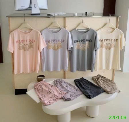 26HA2201.09 - BỘ COTTON HÌNH GẤU HAPPY DAY XUẤT HÀN