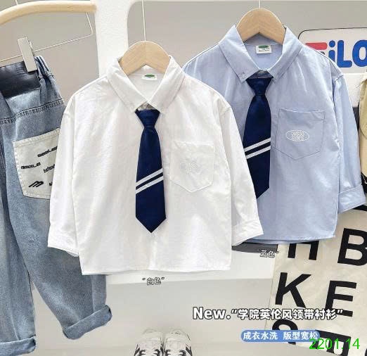 26HA2201.14 - ÁO SƠ MI KÈM CÀ VẠT BÉ TRAI HÃNG KACADY