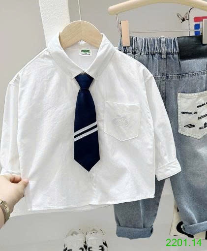 26HA2201.14 - ÁO SƠ MI KÈM CÀ VẠT BÉ TRAI HÃNG KACADY