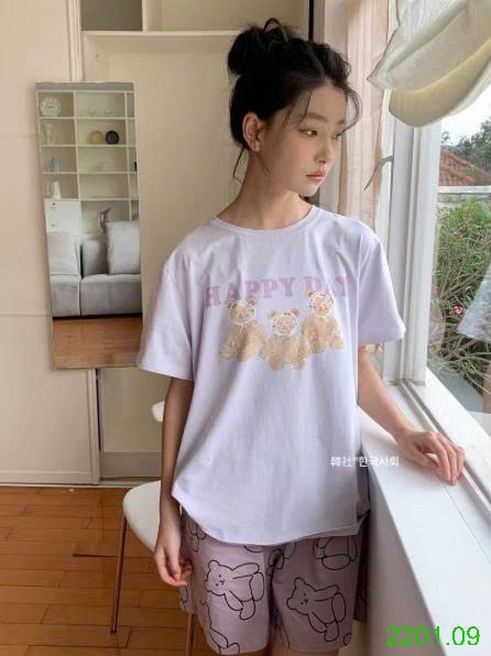 26HA2201.09 - BỘ COTTON HÌNH GẤU HAPPY DAY XUẤT HÀN