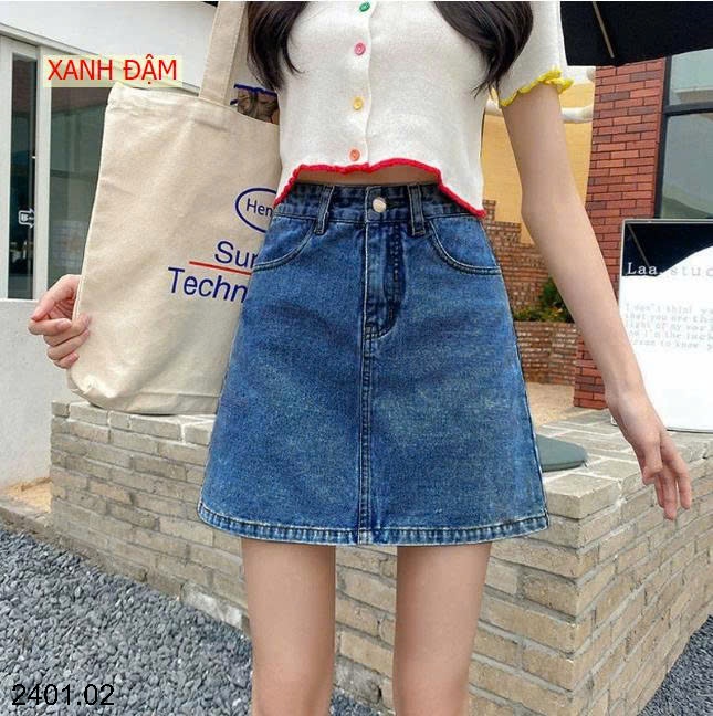 26HA2401.02 - CHÂN VÁY JEAN CHỮ A DÁNG NGẮN