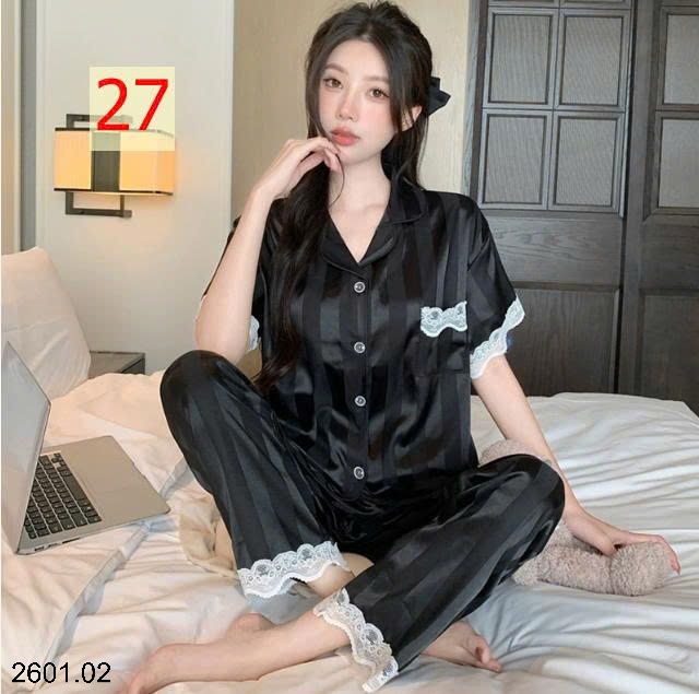 26HA2601.02 - BỘ LỤA QUẦN DÀI ÁO CỘC CHO NỮ