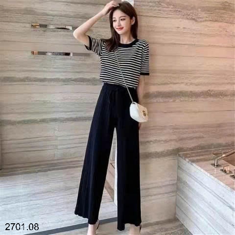 26HA2701.08 - BỘ LEN KẺ QUẦN DÀI NỮ
