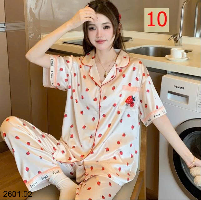 26HA2601.02 - BỘ LỤA QUẦN DÀI ÁO CỘC CHO NỮ