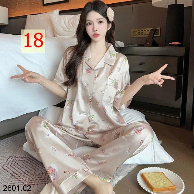 26HA2601.02 - BỘ LỤA QUẦN DÀI ÁO CỘC CHO NỮ