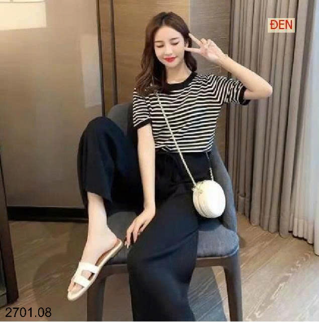 26HA2701.08 - BỘ LEN KẺ QUẦN DÀI NỮ