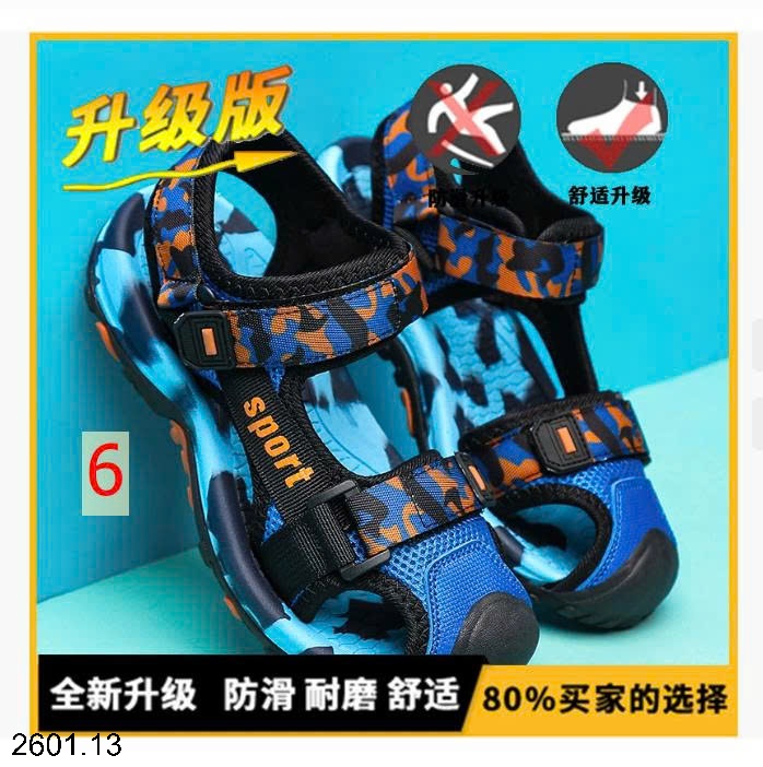 26HA2601.13 - SANDAL BÍT MŨI SPORT BÉ TRAI
