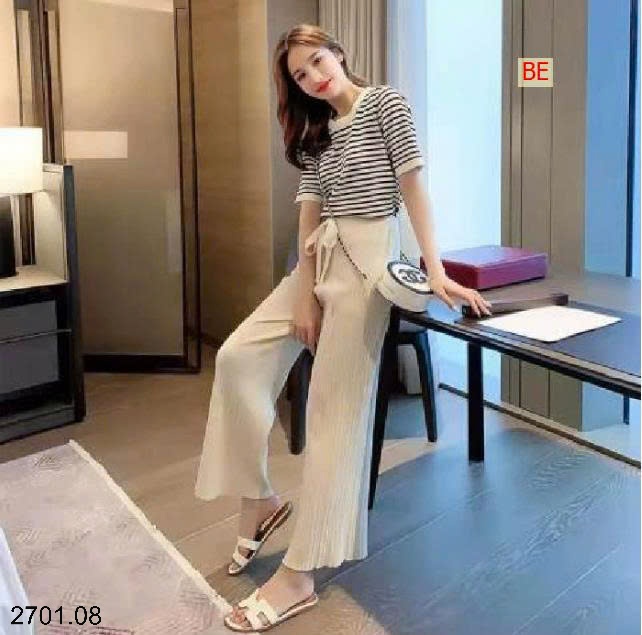 26HA2701.08 - BỘ LEN KẺ QUẦN DÀI NỮ