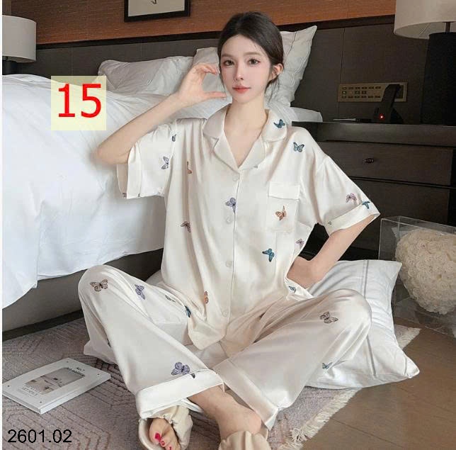 26HA2601.02 - BỘ LỤA QUẦN DÀI ÁO CỘC CHO NỮ
