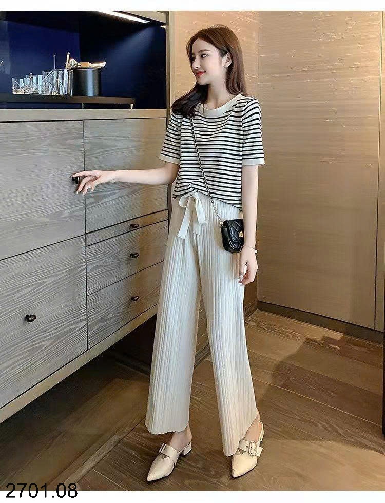 26HA2701.08 - BỘ LEN KẺ QUẦN DÀI NỮ