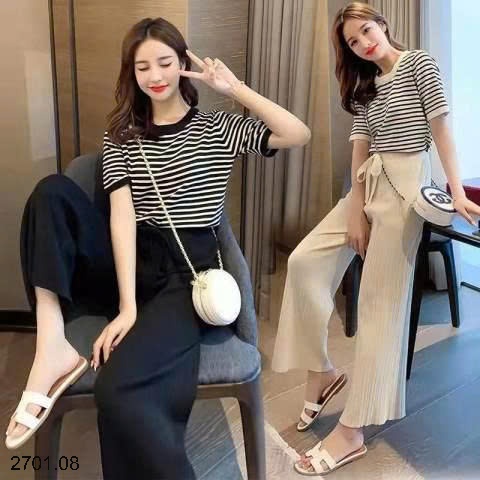 26HA2701.08 - BỘ LEN KẺ QUẦN DÀI NỮ