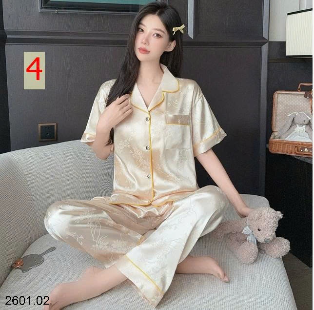 26HA2601.02 - BỘ LỤA QUẦN DÀI ÁO CỘC CHO NỮ