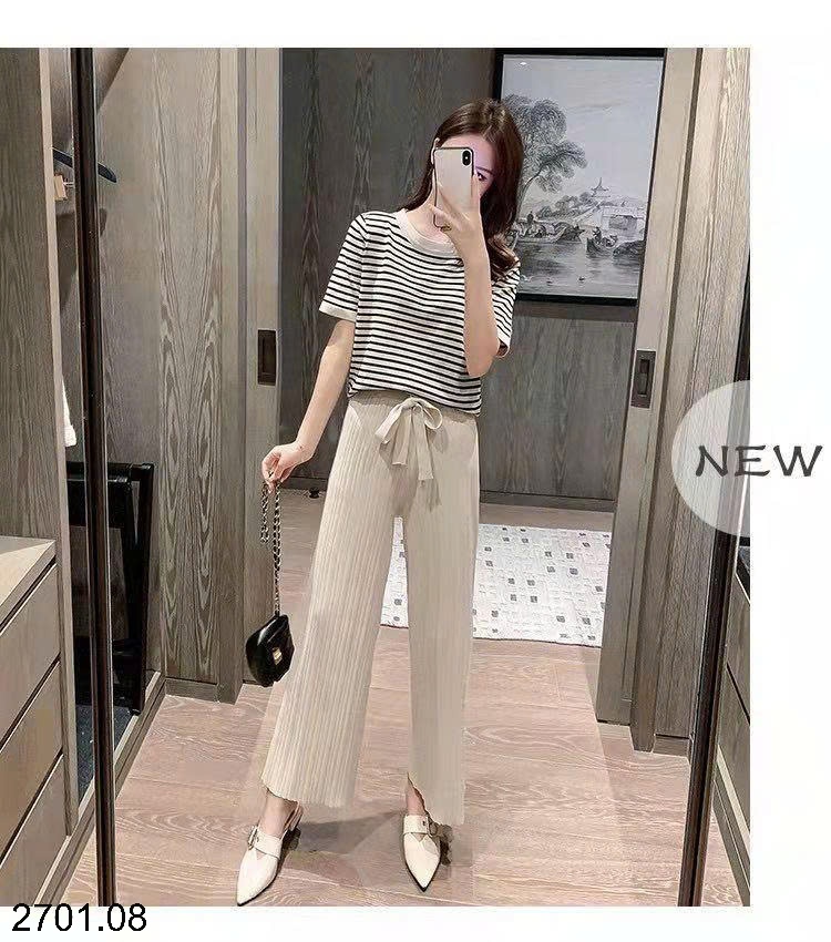 26HA2701.08 - BỘ LEN KẺ QUẦN DÀI NỮ