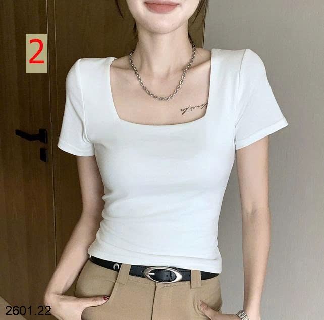 26HA2601.22 - ÁO THUN CỔ VUÔNG NỮ