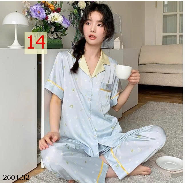 26HA2601.02 - BỘ LỤA QUẦN DÀI ÁO CỘC CHO NỮ