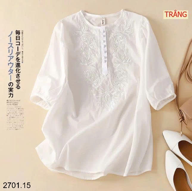 26HA2701.15 - ÁO TƠ ĐŨI THÊU HOA
