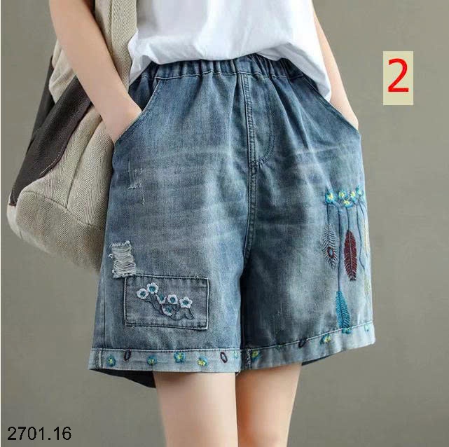 26HA2701.16 - QUẦN SHORT JEAN THÊU