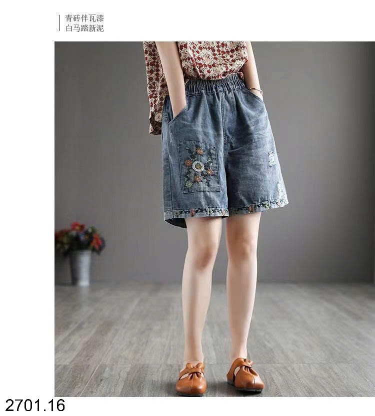 26HA2701.16 - QUẦN SHORT JEAN THÊU