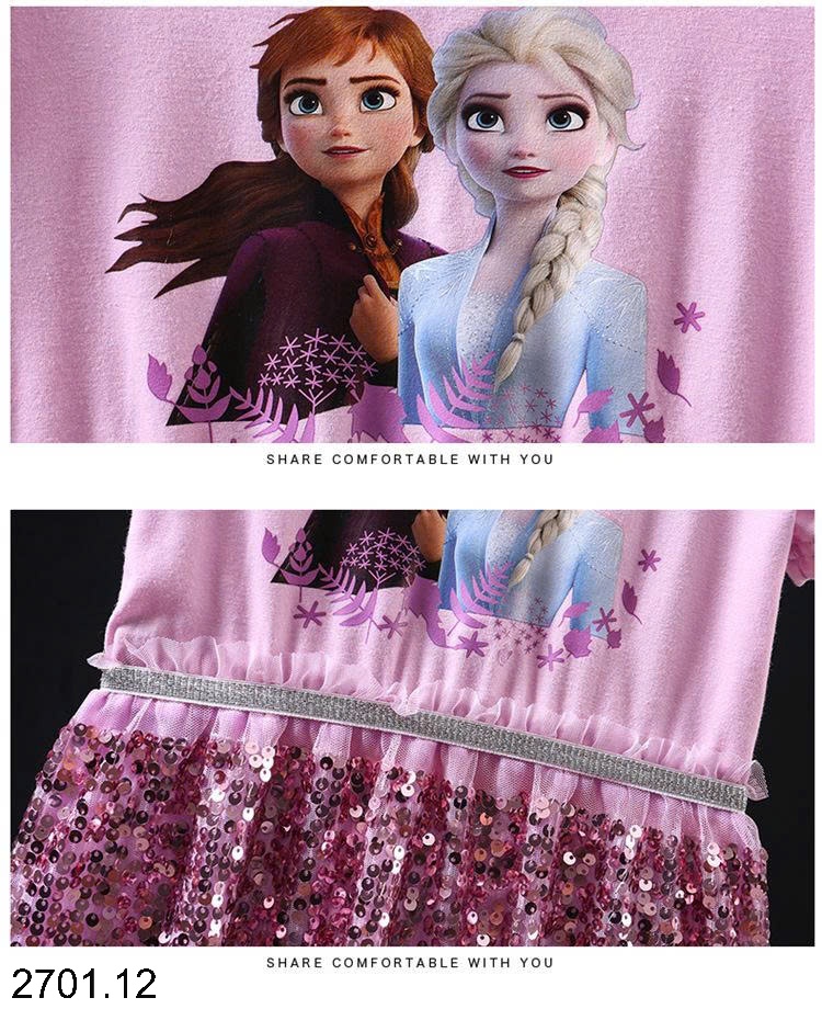 26HA2701.12 - VÁY BÉ GÁI FROZEN ĐÍNH SEQUIN