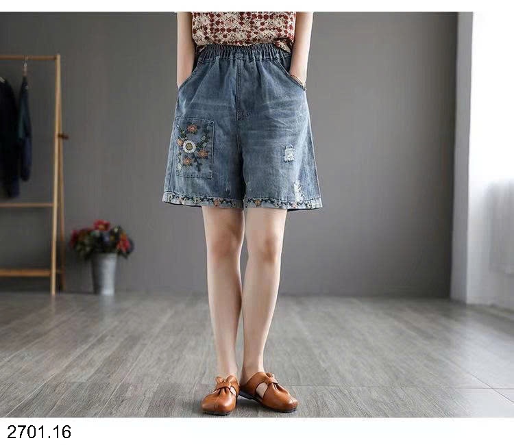 26HA2701.16 - QUẦN SHORT JEAN THÊU