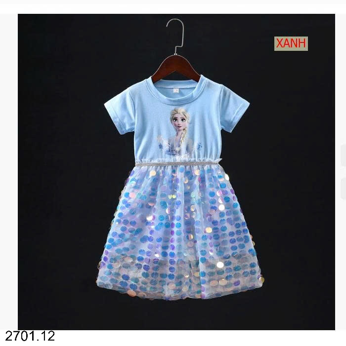 26HA2701.12 - VÁY BÉ GÁI FROZEN ĐÍNH SEQUIN