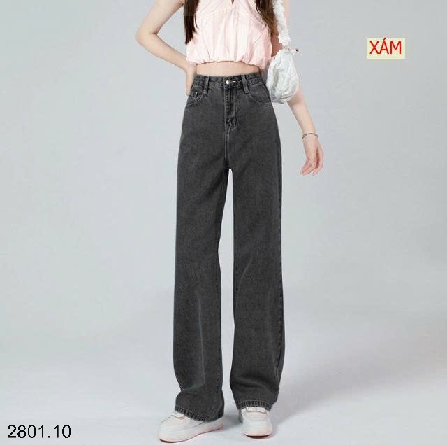 26HA2801.10 - QUẦN JEAN XUÔNG ỐNG RỘNG NỮ